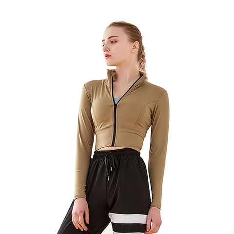 Samia - Poleron Crop Con Cierre Beige S