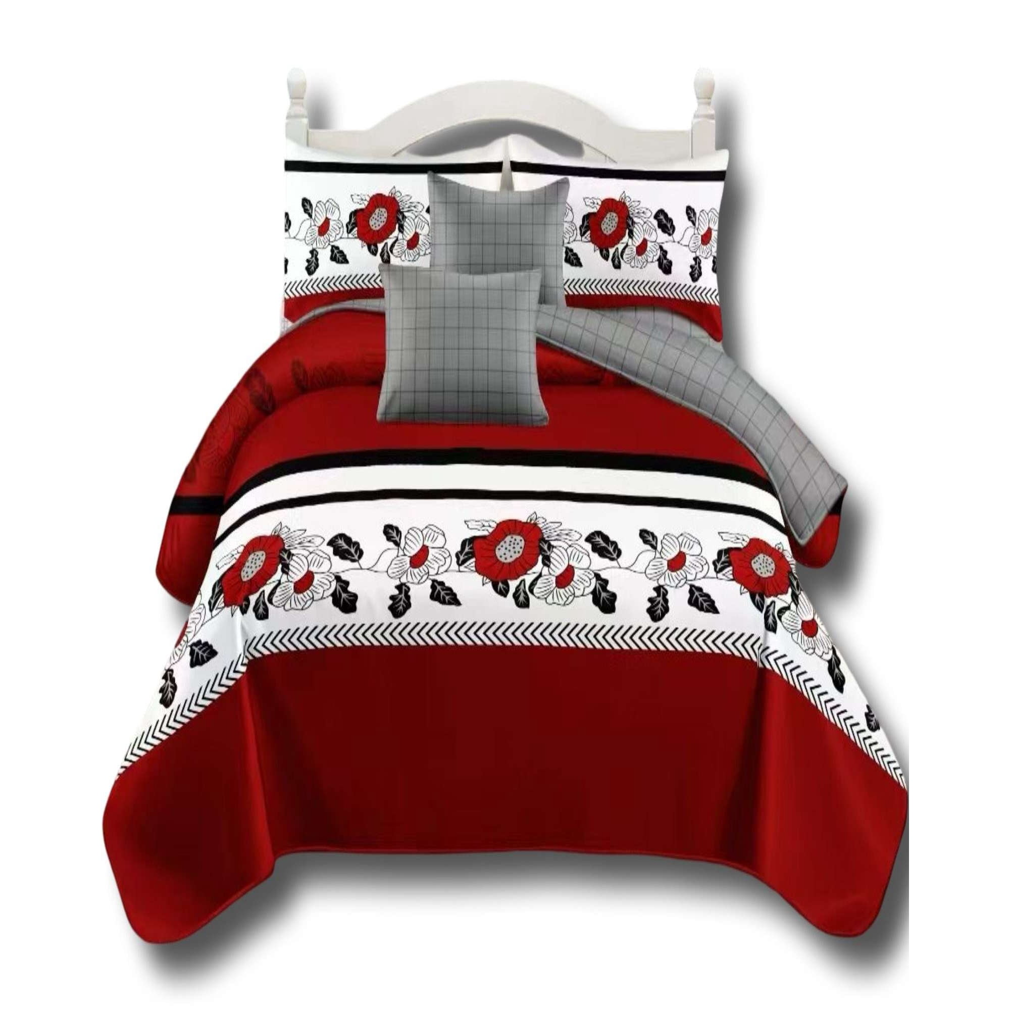 Alonso - Set De Cama De 9 Piezas Incluye Cubrecama Mas Juego De Sabanas Mas Cortinas 03