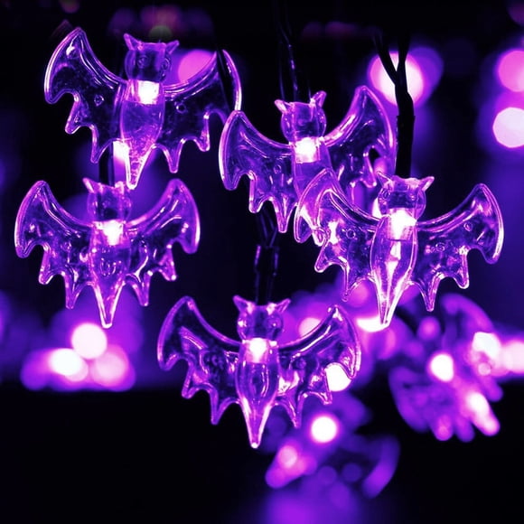 Guirnalda 10 Luces LED de Murciélagos Luz Morada 1,65 m Halloween - Frank & Mortis