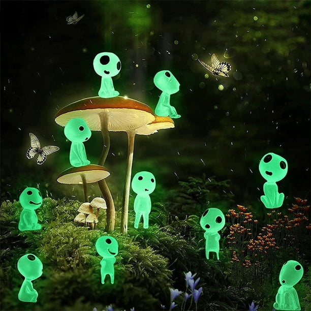 10pcs/set Mononoke Mininatures Glowing Lights, Luminous Elf Tree Dolls Novelty Toy Home Decoration Lighting