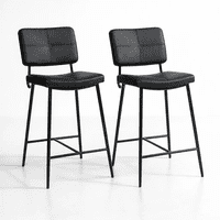 Klik Muebles - Pack De 2 Taburetes Alto Bronx Negro Con Patas Metálicas Negras