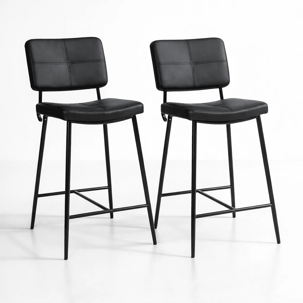 Klik Muebles - Pack De 2 Taburetes Alto Bronx Negro Con Patas Metálicas Negras