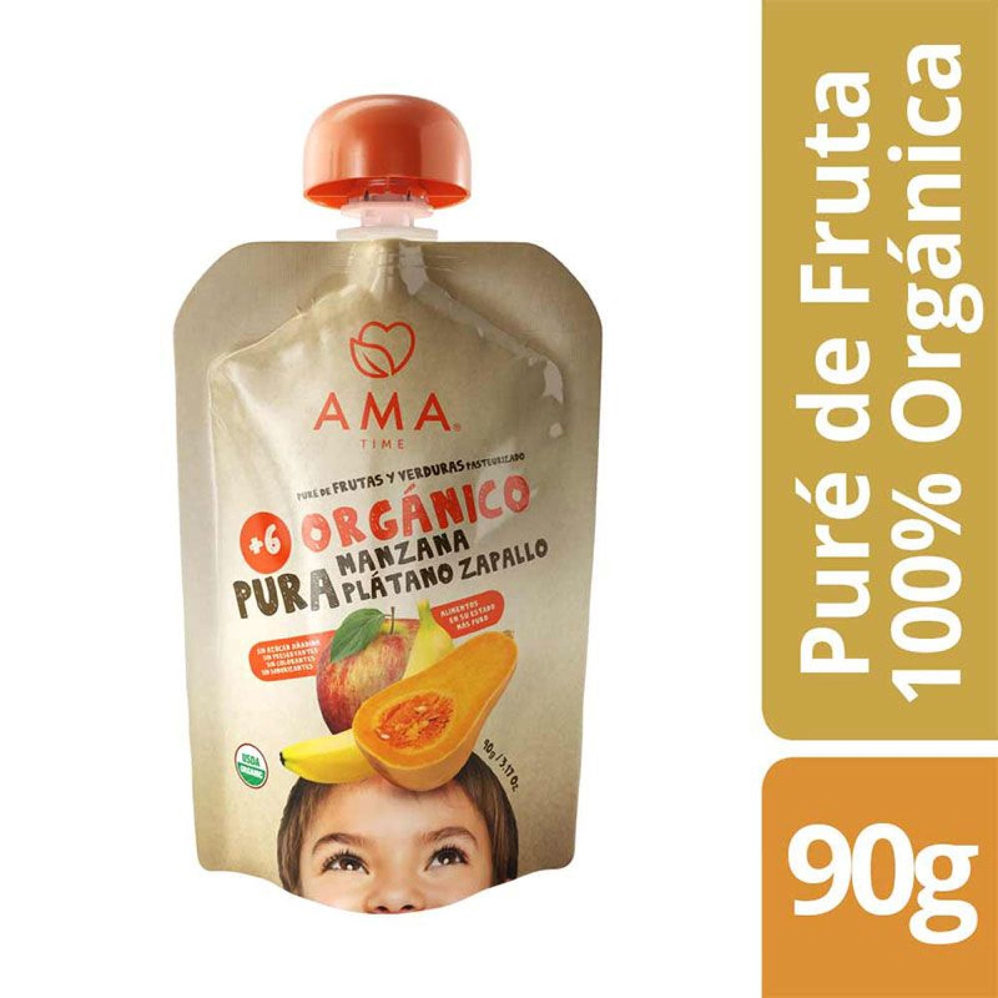 Pure Colado Organico de Manzana, Platano y Zapallo, 90 gr
