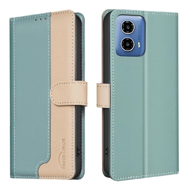 Funda Cartera con Bloqueo RFID para Motorola Moto G45 5G con Ranuras y Soporte Verde