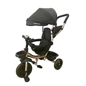 Triciclo 3 En 1 Con Apoya Pies Y Canastos 360°Lubabycas Negro