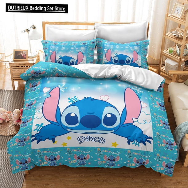 Anime Cartoon Stitch Bedding Set Lilo Children's Room Decoration Pillow Cover Quilt Cover Birthday Gift Decoration Bed Sheets