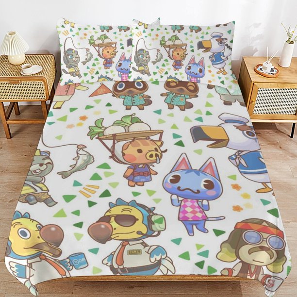 Animal Crossing Comforter Set 3 Pieces Quilt Cover Set Soft Bedding Sets for All Seasons
