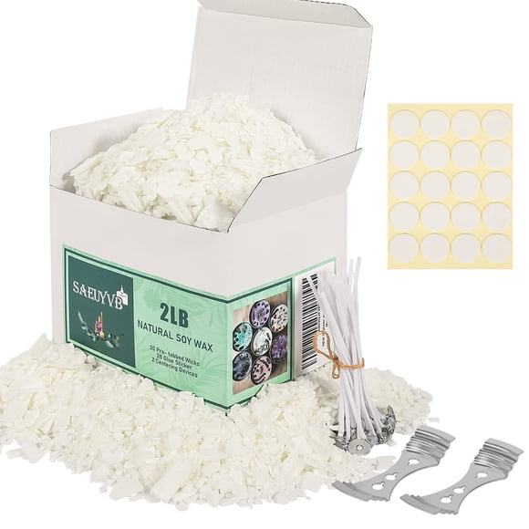 Kit para hacer velas SAEUYVB de cera de soja natural, 1 kg, con accesorios