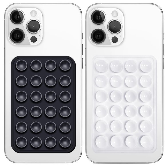 Soporte de agarre para móvil Galundge Pack de 2 de silicona negro y blanco