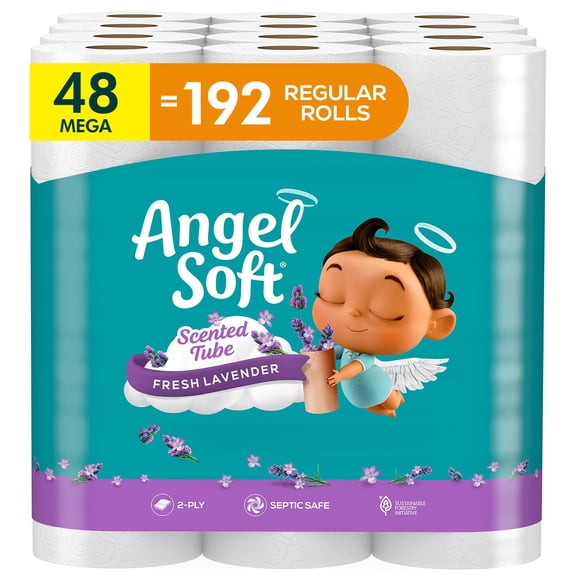 Papel higiénico Angel Soft Fresh con aroma a lavanda, 48 mega rollos