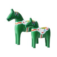 Magideal - 2 Estatuas Suecas De Caballo Dala, Esculturas De Madera De Caballo Dala, Arte Coleccionable, Artesanía, Decoración, Regalo De Cumpleaños, Adornos De C Verde