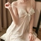 thumbnail image 1 of Tempting Lace Mesh Mini Dress, Sheer Deep V Split Lace Up Babydoll, Women's Sexy Lingerie & Underwear, 1 of 3
