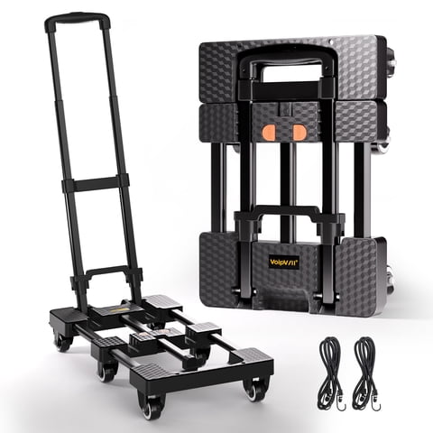 Hand Truck Voipvvii Plegable, 227 Kg, 6 Ruedas Con 2 Cuerdas Elásticas