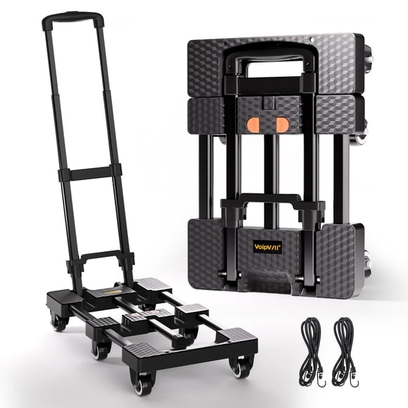 Hand Truck Voipvvii plegable, 227 kg, 6 ruedas con 2 cuerdas elásticas