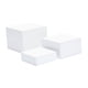 thumbnail image 1 of Elevador de buffet de 3 piezas para servir comida, cubos acrílicos apilables con base abierta para mostradores de pasteles y celebraciones familiares. Blanco, 1 of 5
