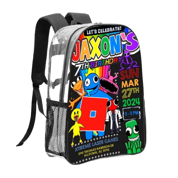 RAINBOW FRIENDS Mochila transparente temática, resistente y duradera, bolsa see-through para trabajo, deporte, universidad y viaje, 31 × 43 cm