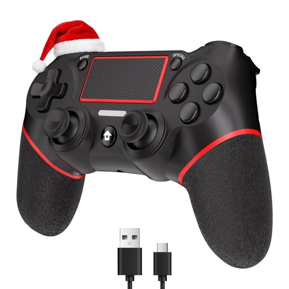 Control inalámbrico SZYUYU para PS4 con conector de audio de 3.5 mm, negro/rojo