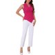 thumbnail image 2 of INSPIRE CHIC Blusa asimétrica sin mangas con cuello en V cruzado y solapa para mujer, informal y elegante, L Rosa intenso, 2 of 6