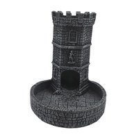 Bothyi - Torre De Dados Con Bandeja Para Pared Con Diseño De Castillo, Bandeja Para Tirar Dados Tallada Para Regalo De Cumpleaños, Color Gris Y Negro