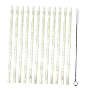 Magideal - 12 Pajitas Reutilizables Para Fiestas, Bonitas Pajitas Decorativas Largas Para Vacaciones, Niños, Adultos, Niñas, Niños, Té, Restaurante, Cafetería Blanco