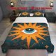 thumbnail image 1 of 3pcs Retro Art Themed Bedding Set with Vibrant Sun & Eye Design Includes 1 Comforter & 2 Pillowcases (Covers Only) Polyester Machine Washable, 1 of 5