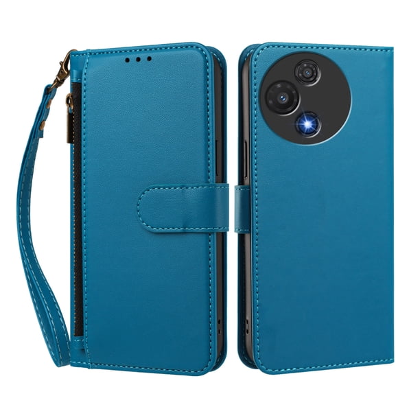 Funda Tipo Billetera para TCL 60 5G con Soporte y Bolsillo con Cierre Azul