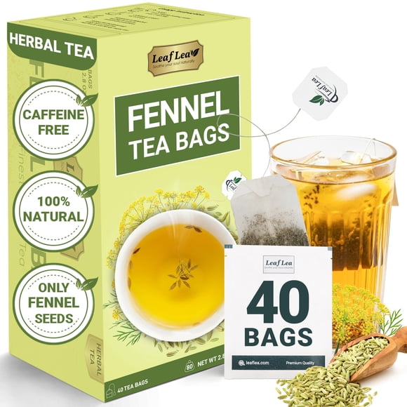 Té de hinojo LeafLea, 40 bolsitas, sin cafeína, vegano