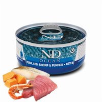 Alimento N&D Ocean Lata Atún Bacalao Camarón Kitten 80Gr
