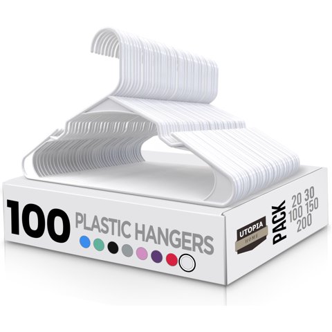 Perchas De Plástico Utopia Home Paquete De 100 Ahorra Espacio Blanco