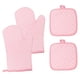 thumbnail image 1 of Guantes y agarraderas para horno resistentes al calor - 4 guantes de algodón y agarraderas para horno con agarre de silicona antideslizante y brazo largo, 1 of 7