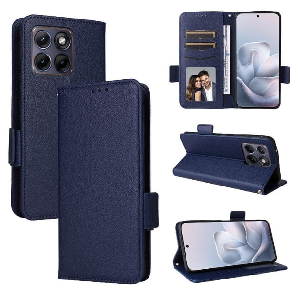 Funda Cartera para Motorola Edge 70 Fusion Tapa Flip con Ranuras y Soporte Azul