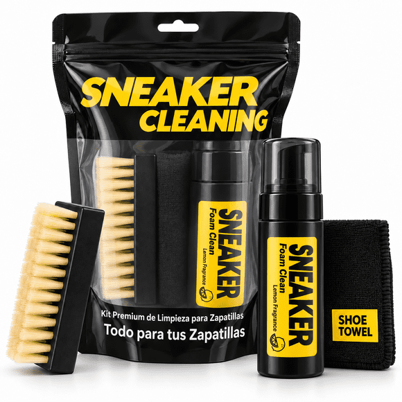Kit Limpieza Zapatillas Espuma Cepillo Paño Microfibra Bolsa Pemiun