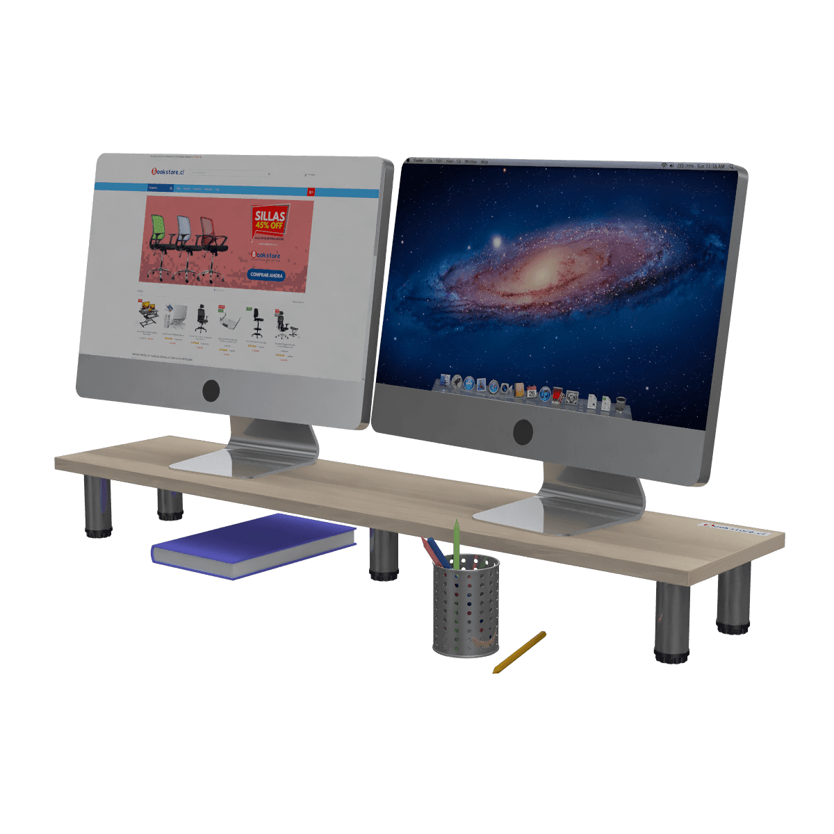 Bookstore - Base Para Monitor Doble - Acacia Arena
