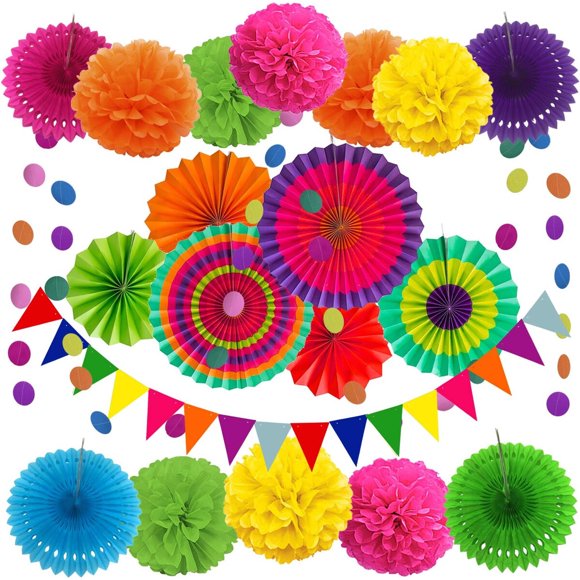 Decoración Fiesta Zerodeco 21 Piezas Multicolor Colgante