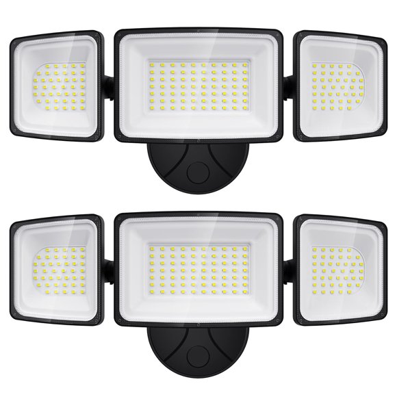 Flood Lights Onforu, 100 W, para exteriores, 9000 lm, 6500 K, con 3 cabezales, paquete de 2