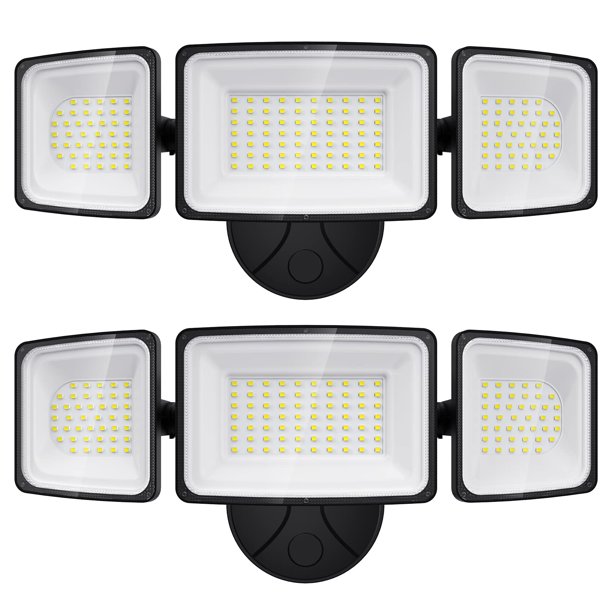 Flood Lights Onforu, 100 W, para exteriores, 9000 lm, 6500 K, con 3 cabezales, paquete de 2