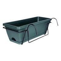 Ioensy - Balcón Barandilla Macetero Ornamento Ventana Jardinera Para Granja Cubierta Porche Verde Oscuro