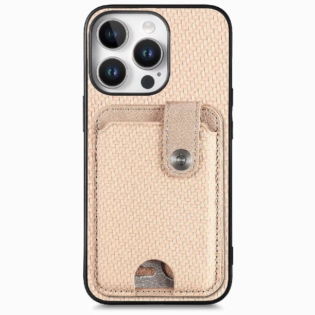 Funda Billetera Tejida para iPhone 16 Pro Max con Soporte y Tarjetero Beige