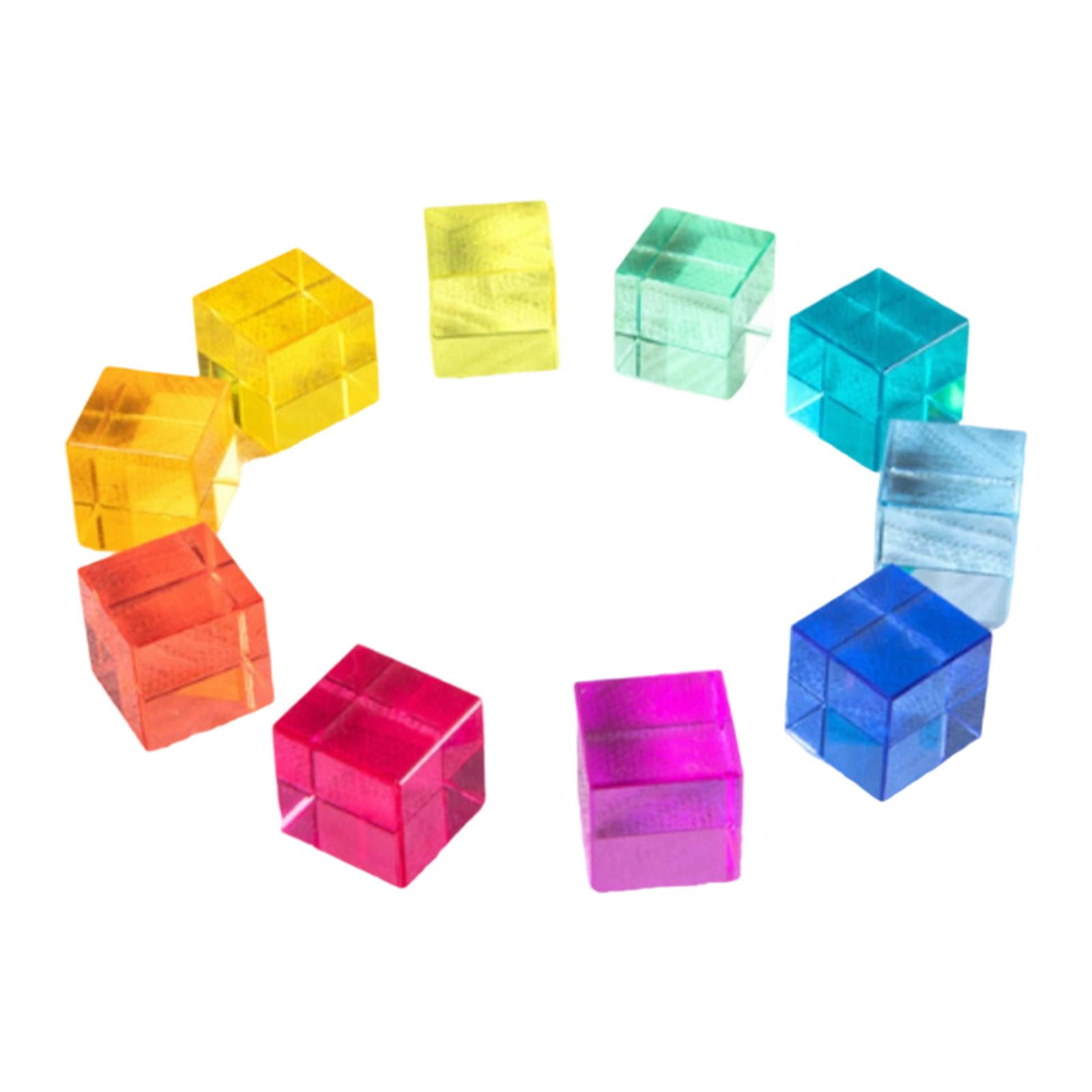 Magideal - 10 Cubos Acrílicos Para Niños Pequeños, Bloques Apilables Cognitivos De Colores Para Enseñanza En Jardín De Infantes, Bloques De Construcción