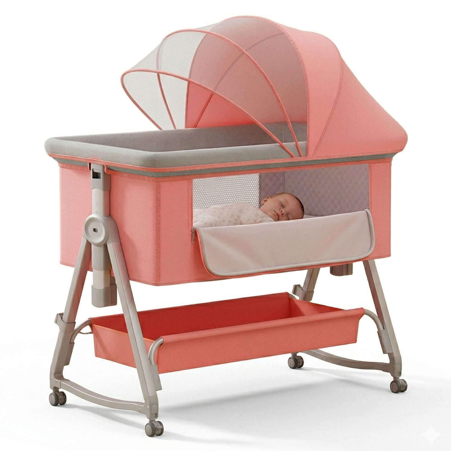Mundo Online - Cuna Colecho Moises Bebe Mecedora 6 Alturas Safe&soft Rosado