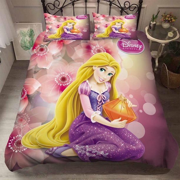 Princesses quilt duvet cover pillowcase bedding set for girls3-Piece Bedding Set (1 Duvet Cover + 2 Pillow Shams)