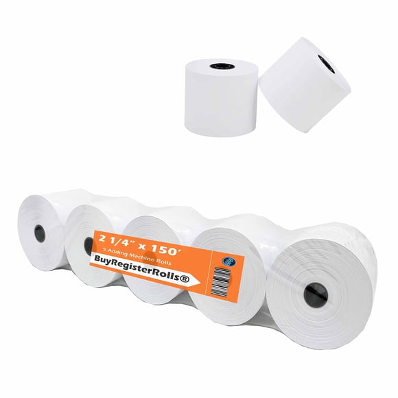 Rollos de papel blanco para cajas registradoras de 58 mm x 45,75 m (paquete de 5), 1 capa