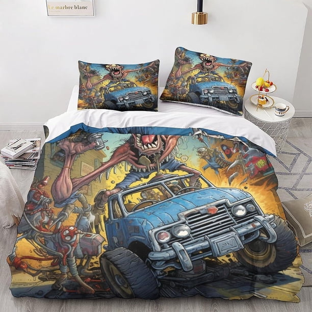 Juego De Ropa De Cama Con Estampado De Monstruos Impreso En 3d Para Niños Y Adultos Funda Nórdica Con Estampado De Coche Vintage Y Fundas De Almohada Funda De Microfibra Con Estampado De D