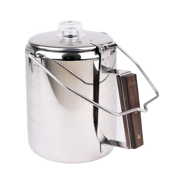 Percolador de café para acampar, parte superior de la estufa de café de fogata de acero inoxidable duradero, cafetera de camping para estufa de café