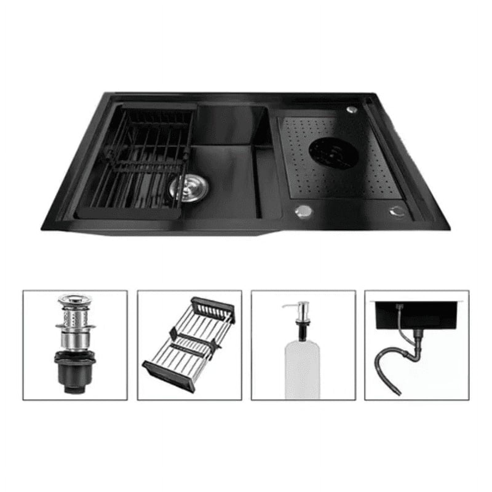 Genérico - Lavaplatos 80x50cm Acero 304 Con Lavavasos Empotrable Moderno Negro