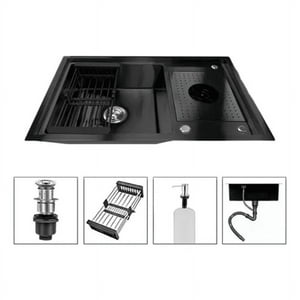 Genérico - Lavaplatos 80X50Cm Acero 304 Con Lavavasos Empotrable Moderno Negro