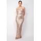 thumbnail image 5 of Vestido de Fiesta Ajustado de Tubo con Escote en V, sin Tirantes, Hombros Descubiertos, Abertura en la Espalda y Diseño Entrecruzado, Color Champán (para Mujer), 5 of 5