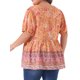thumbnail image 3 of Agnes Orinda Blusas Boho de Verano con Peplum Floral para Mujer de Talla Grande con Cuello en V y Mangas Cortas de Linterna L Naranja, 3 of 7
