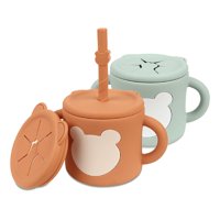 Genérico - Vaso Silicona Bombilla 2 Tapas Practico Niños Lau