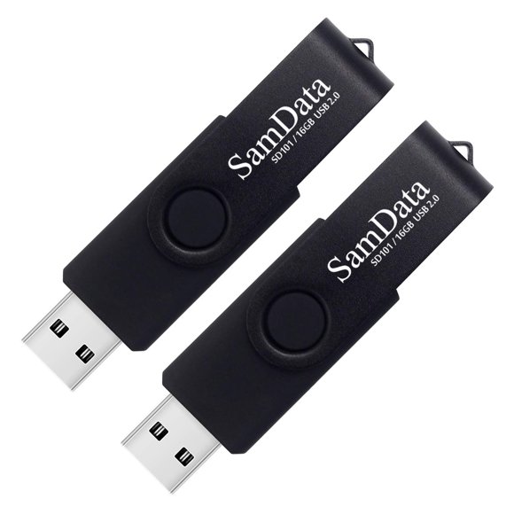 Memoria USB SamData 16 GB (paquete de 2) negra con LED
